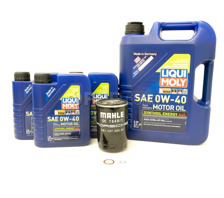 Porsche Engine Oil Change Kit (0W-40) - Liqui Moly/Genuine