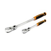 2 Pc. 1/4" & 3/8" Drive 90-Tooth Dual Material Locking Flex Head Teardrop Ratchet Set - Gearwrench 81275T
