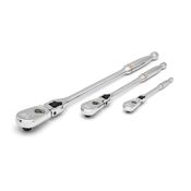 3 Pc. 1/4", 3/8" & 1/2" Drive 90-Tooth Locking Flex Head Teardrop Ratchet Set - Gearwrench 81276T
