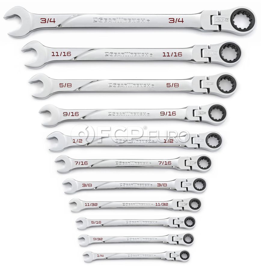 11 Pc. 120XP™ Universal Spline XL Flex Head Ratcheting Combination SAE Wrench Set - Gearwrench 86247