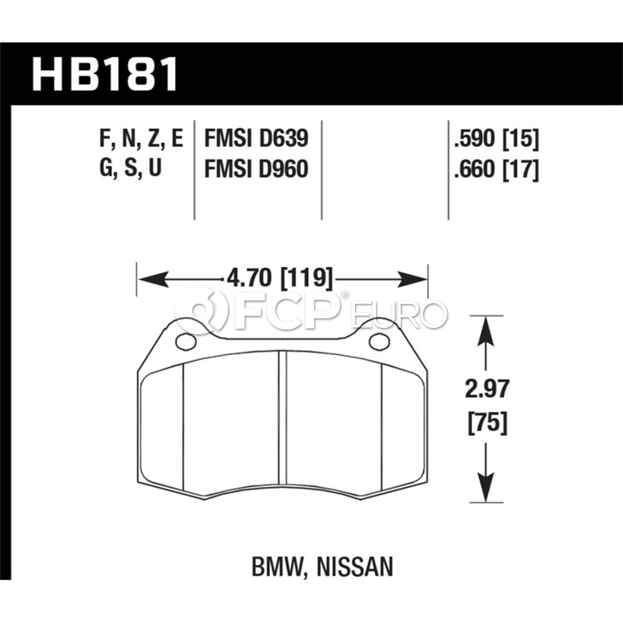 Hawk HB662F.587 Street 15mm Rear Brake Pads | Hyundai Genesis Coupe (10-13) (HB662F.587)