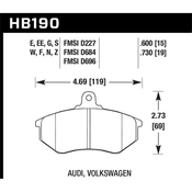 VW Performance Racing Brake Pad Set - Hawk HB190E600
