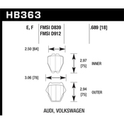 Audi VW Brake Pad Set - Hawk 4B0698151S
