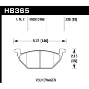 Audi VW Disc Brake Pad Set - Hawk HB365Z.728A