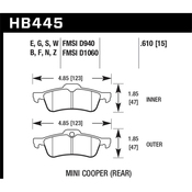 Mini Performance Ceramic Brake Pad Set - Hawk HB445Z.610
