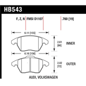 VW Brake Pad Set - Hawk HB543Z760