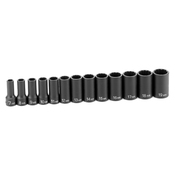 3/8" Drive 13 Piece Semi-Deep - Grey Pneumatic Corp 1203MSD