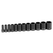 3/8" Dr.SAE 12 Piece Semi-Deep - Grey Pneumatic Corp 1213SD