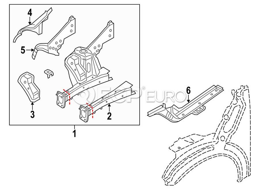 MINI Fender Reinforcement Bar - Genuine MINI 41009804700 | FCP Euro