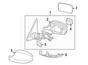BMW Outside Mirror W-Out Glass Heated Right (Gloss Black) - Genuine BMW 51167264118