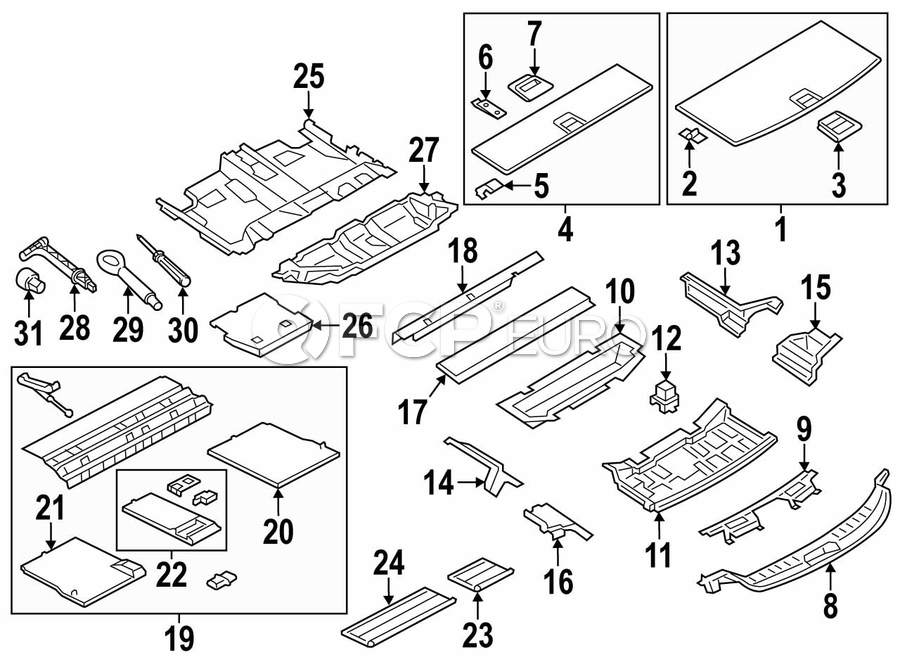 BMW Ret.HookFloor PanelLuggage Comp. Left - Genuine BMW 51476953359 ...