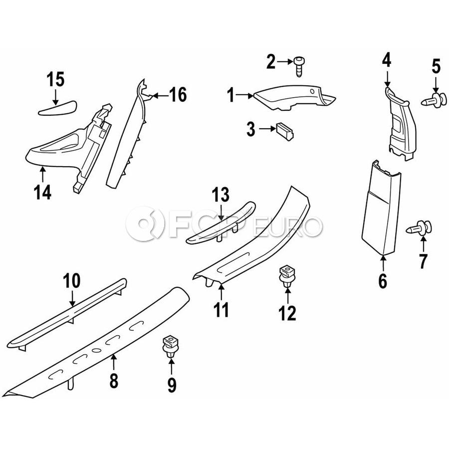 BMW Door Pillar Post Trim Set - Genuine BMW 51437369032 | FCP Euro