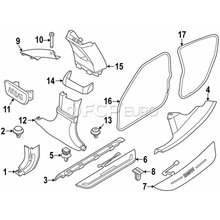 BMW Door Pillar Post Trim Set - Genuine BMW 51439493832 | FCP Euro