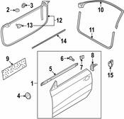 Audi Door Window Belt Weather Strip - Genuine Audi 8T0853283J1L1