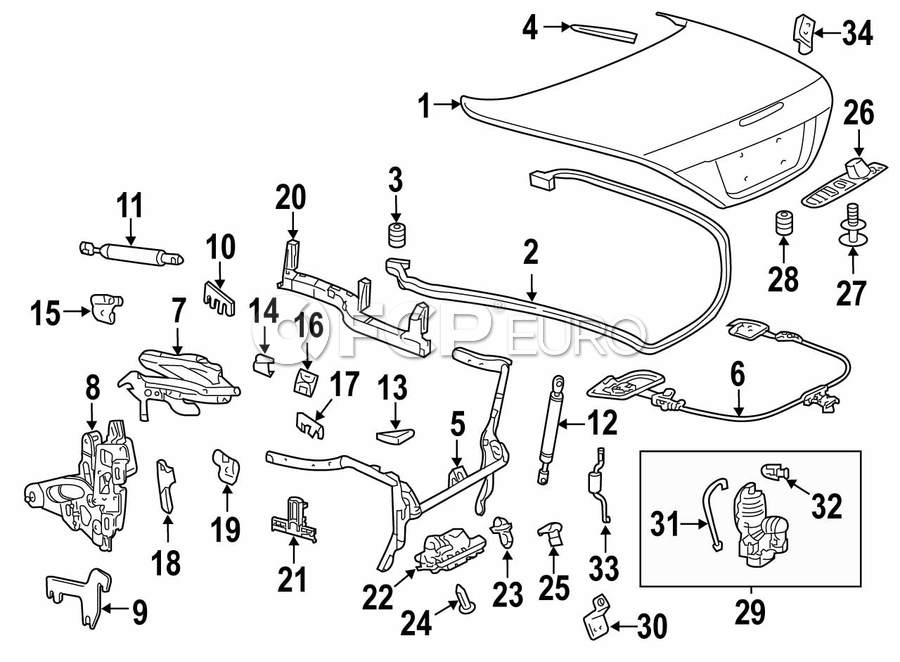 Mercedes Trunk Lid Lift Support - Genuine Mercedes 2307500136 | FCP Euro