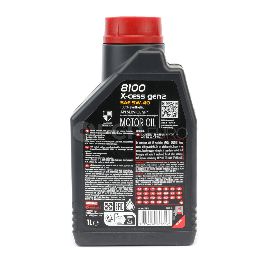 5W40 8100 X-CESS GEN2 Engine Oil (1 Liter) - Motul 110904 | FCP Euro
