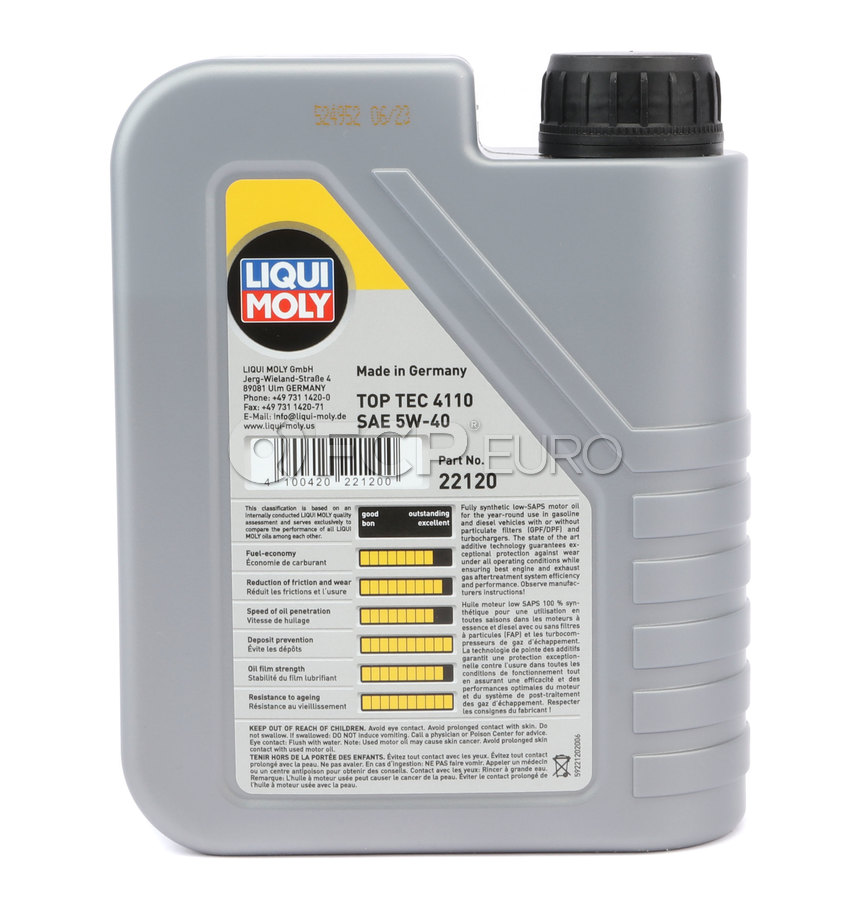 5W40 Top Tec 4110 Engine Oil (1 Liter) - Liqui Moly 22120 | FCP Euro