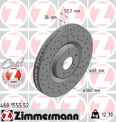 Porsche Disc Brake Rotor - Zimmermann Sport 460155652
