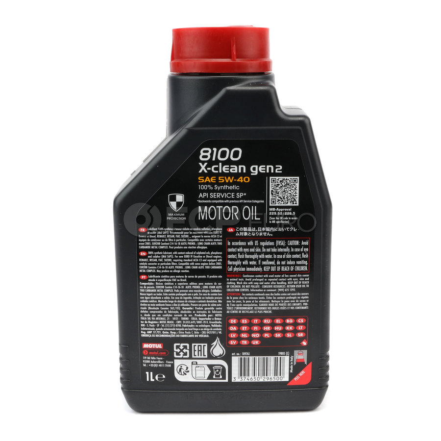 8100 X-CLEAN GEN2 5W-40 Engine Oil (1 Liter) - Motul 109761 | FCP Euro