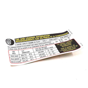 VW Tire Label - Genuine VW 1K5010717S