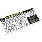 VW Tire Label - Genuine VW 5C0010782L