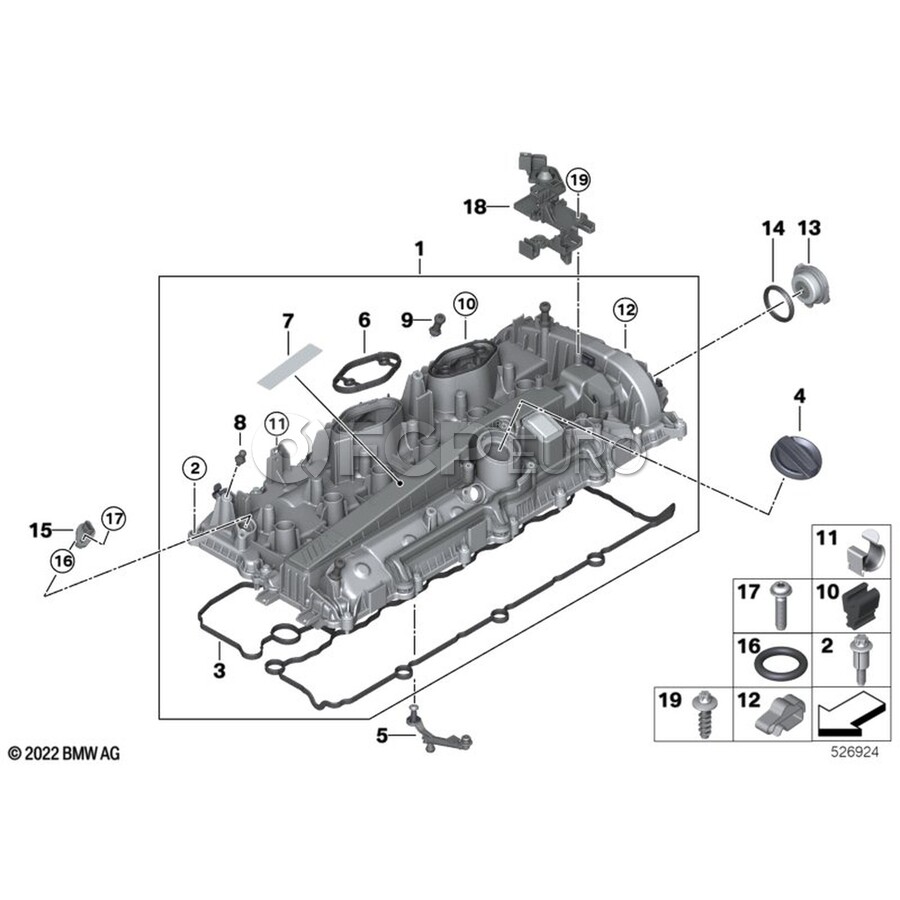 BMW Engine Valve Cover - Genuine BMW 11128094255 | FCP Euro