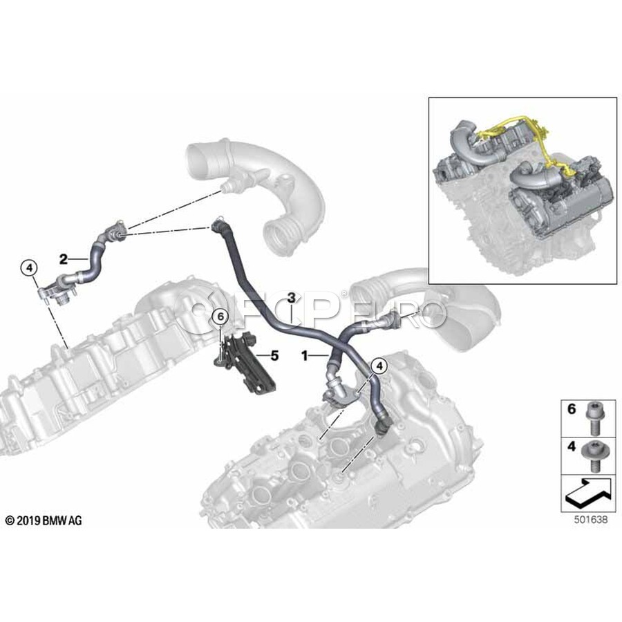BMW Crankcase Ventilation Intake Pipe - Genuine BMW 11158698796 | FCP Euro
