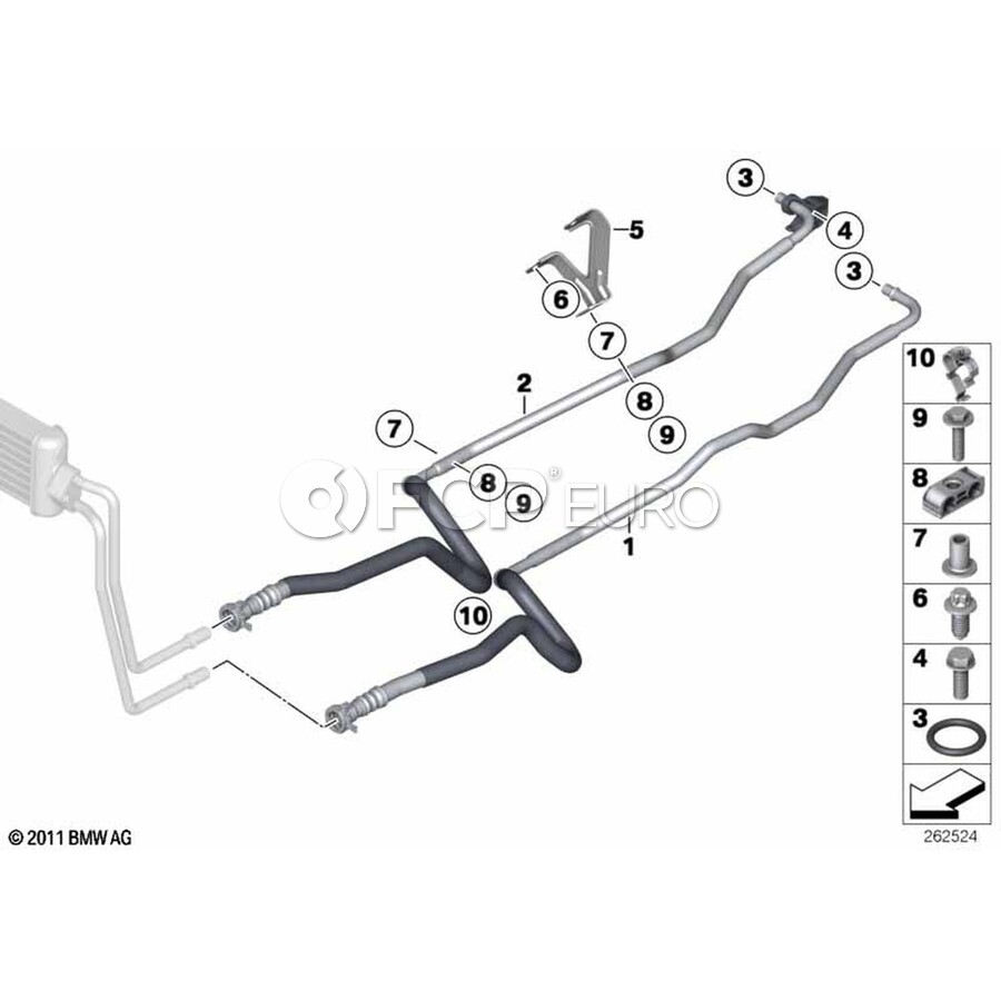 BMW Automatic Transmission Oil Cooler Hose - Genuine BMW 17222284269 ...