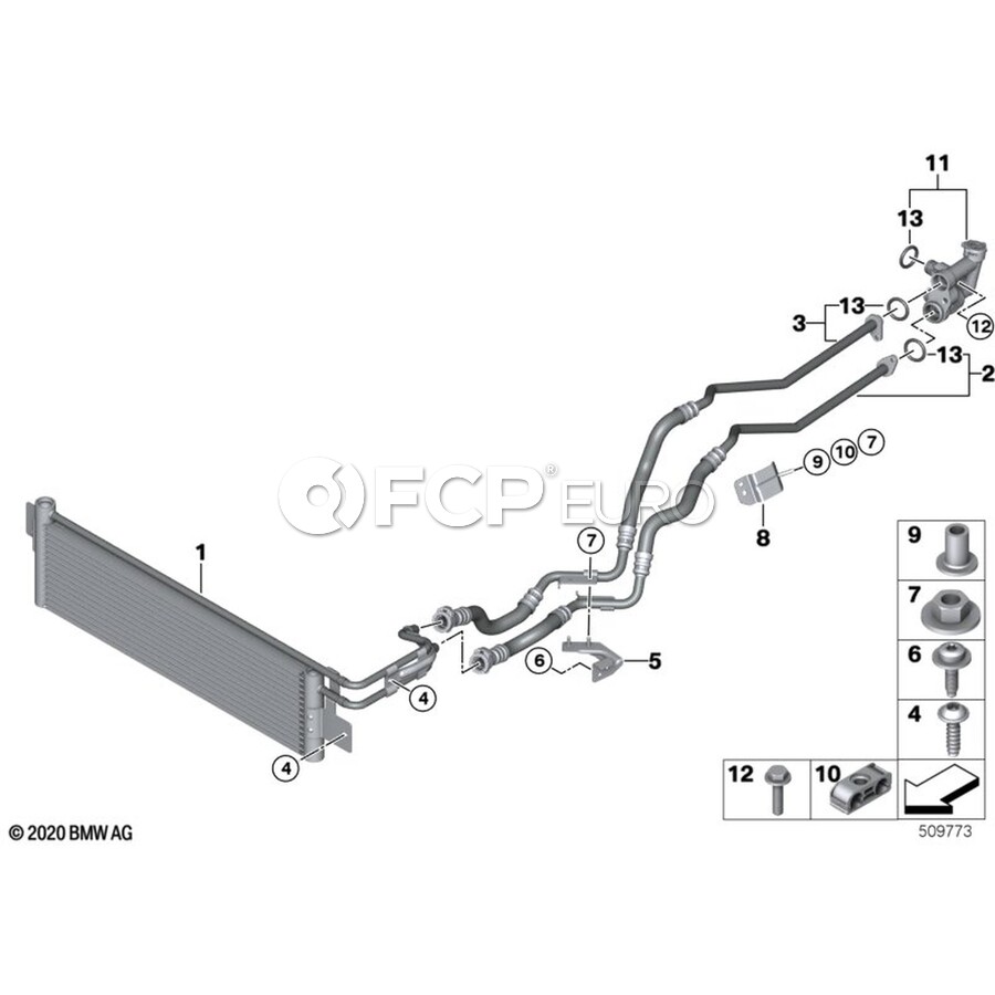 BMW Auto Trans Oil Cooler Hose Assembly - Genuine BMW 17228096456 | FCP ...