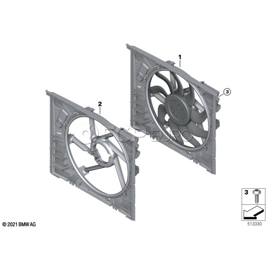 BMW Electric Drive Transaxle Radiator Fan - Genuine BMW 17429886712 ...