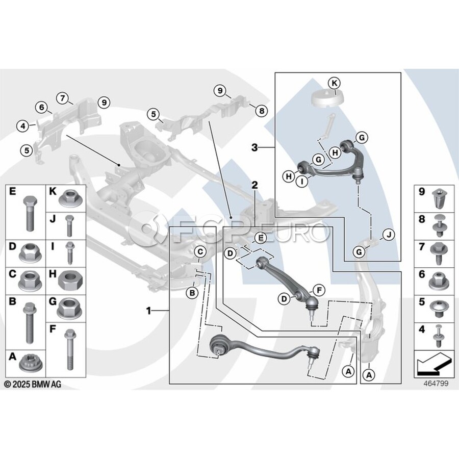 BMW Suspension Control Arm Front Right Lower - Genuine BMW 31122413482 ...