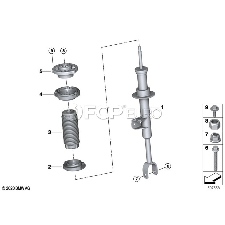 BMW Suspension Strut - Genuine BMW 31316896020 | FCP Euro