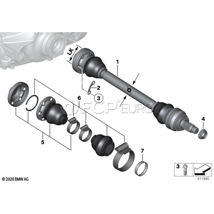 BMW Rear Output Shaft Assembly - BMW 33212283455 | FCP Euro
