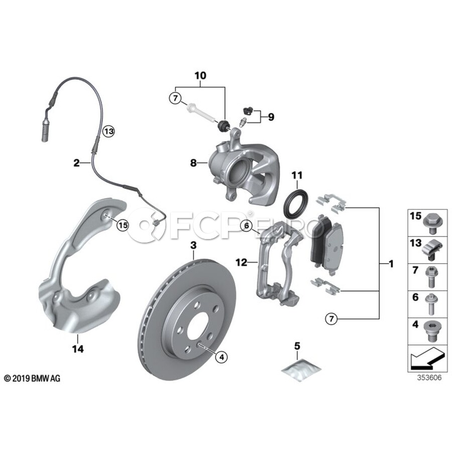 BMW Brake Carrier Right - Genuine BMW 34106864764 | FCP Euro