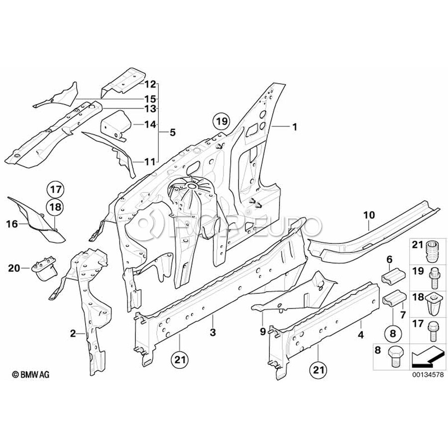 BMW Fender Rail Reinforcement - Genuine BMW 41117121527 | FCP Euro