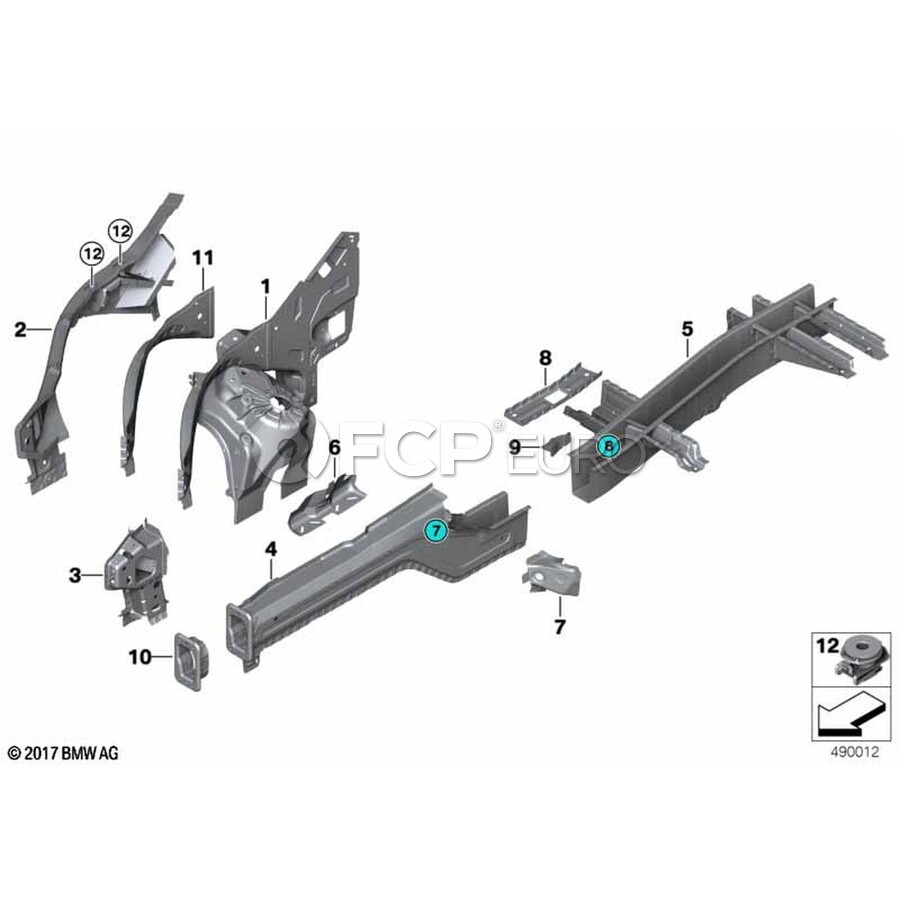 BMW Fender Apron Reinforcement - Genuine BMW 41117390609 | FCP Euro
