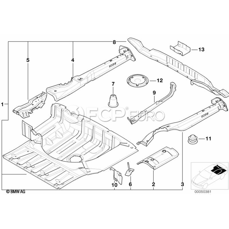 BMW Floor Pan Crossmember - Genuine BMW 41118171682 | FCP Euro