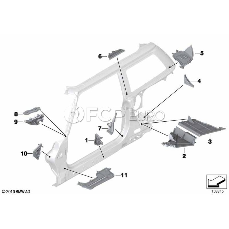 Mini Body B-Pillar Baffle Plate - Genuine Mini 41212752565 | FCP Euro
