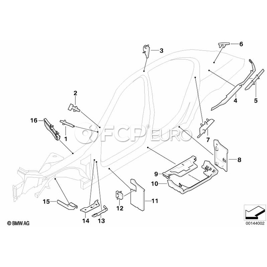 BMW Body C-Pillar Baffle Plate - Genuine BMW 41217039221 | FCP Euro