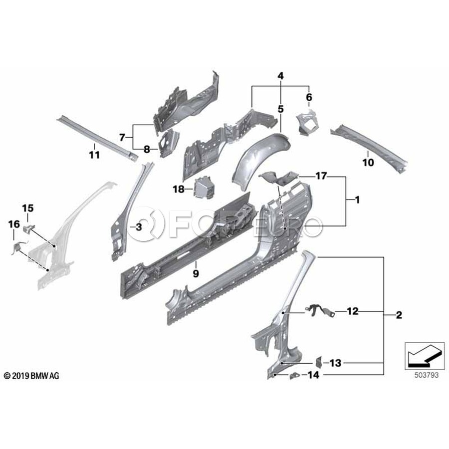 BMW Roof Header Panel - Genuine BMW 41327347284 | FCP Euro