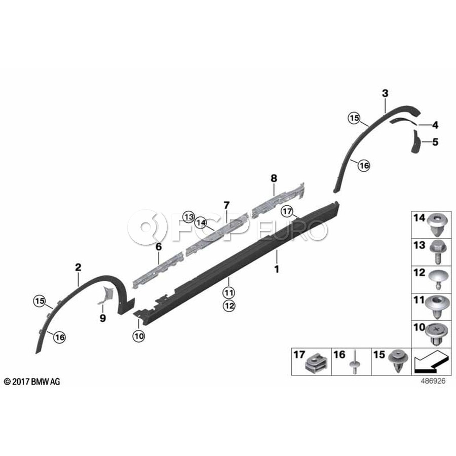 BMW Wheel Arch Molding - Genuine BMW 51129491676 | FCP Euro