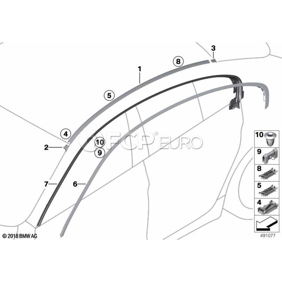 BMW Roof Molding - Genuine BMW 51137302973 | FCP Euro