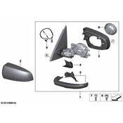 BMW Heated Outside Mirror Left (Top View) - Genuine BMW 51167282735