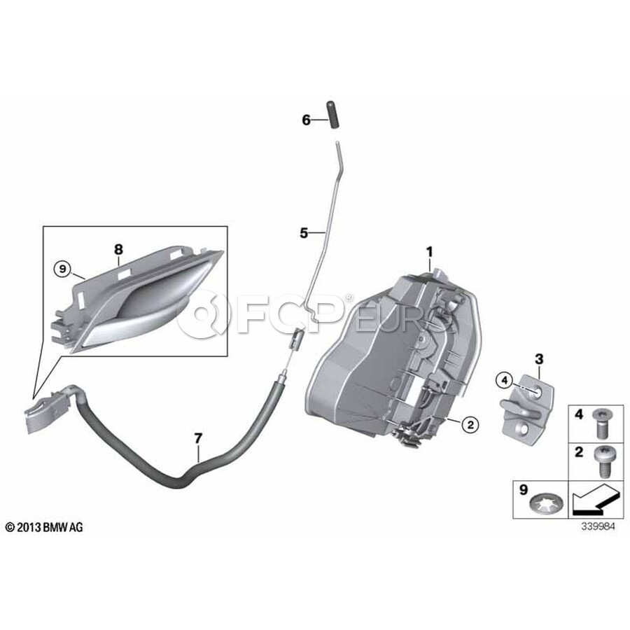BMW Bowden Cable Door Opener Inner Rear - Genuine BMW 51222990434 | FCP ...