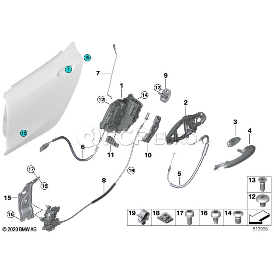 BMW Door Latch Cable - Genuine BMW 51227428535 | FCP Euro