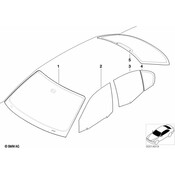 BMW Side WindowGreen FixedRight Rear Door - Genuine BMW 51348196030