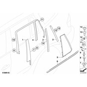 BMW Finisher Window Frame B-Pillar Rl Door (Blackmatt) - Genuine BMW 51353427641
