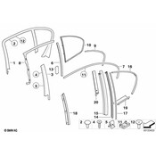 BMW Finisher Window Frame Top Door Rr Rt (Gloss Black) - Genuine BMW 51358022212