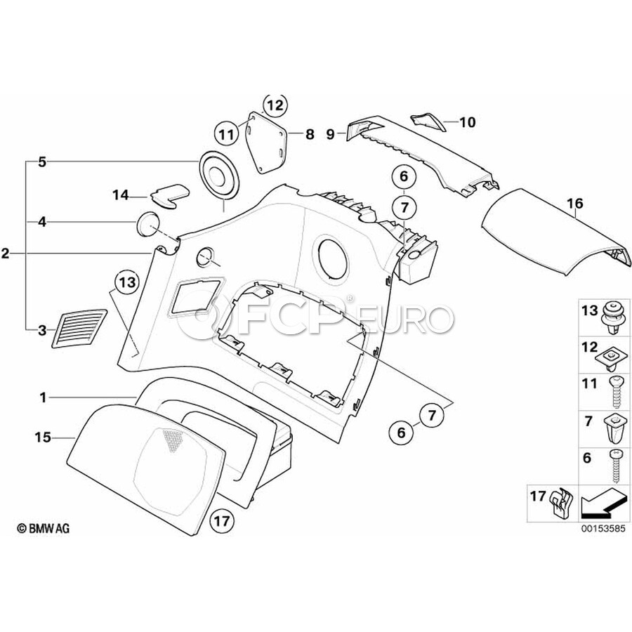 BMW Cover Belt Outlet Left (Black) - Genuine BMW 51437055415 | FCP Euro