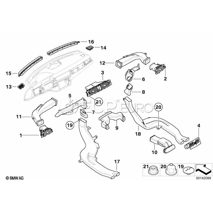 BMW Instrument Panel Air Duct - Genuine BMW 51457132868 | FCP Euro